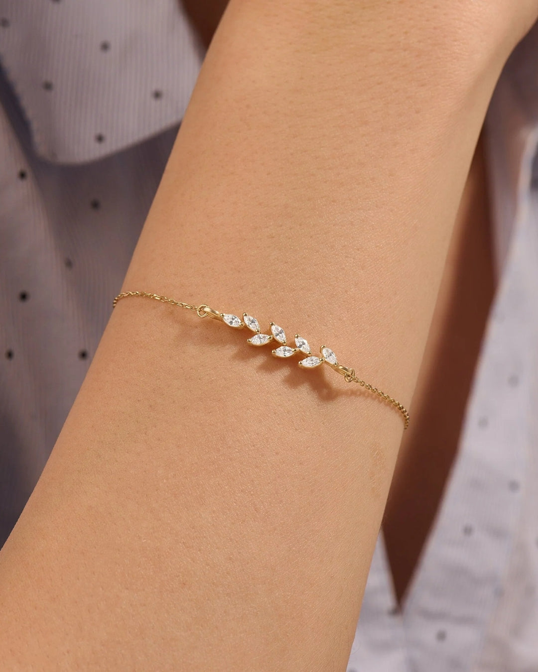 Leaf Marquise Cut Bracelet - ARTSY SILVER