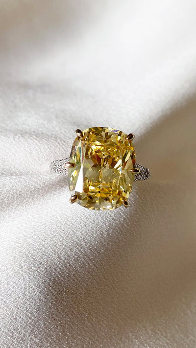 Lemonade yellow zircon ring for women, sterling silver- ARTSY SILVER