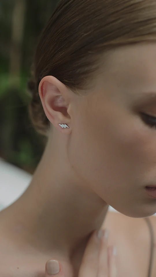 Lightning Stud Earrings - ARTSY SILVER