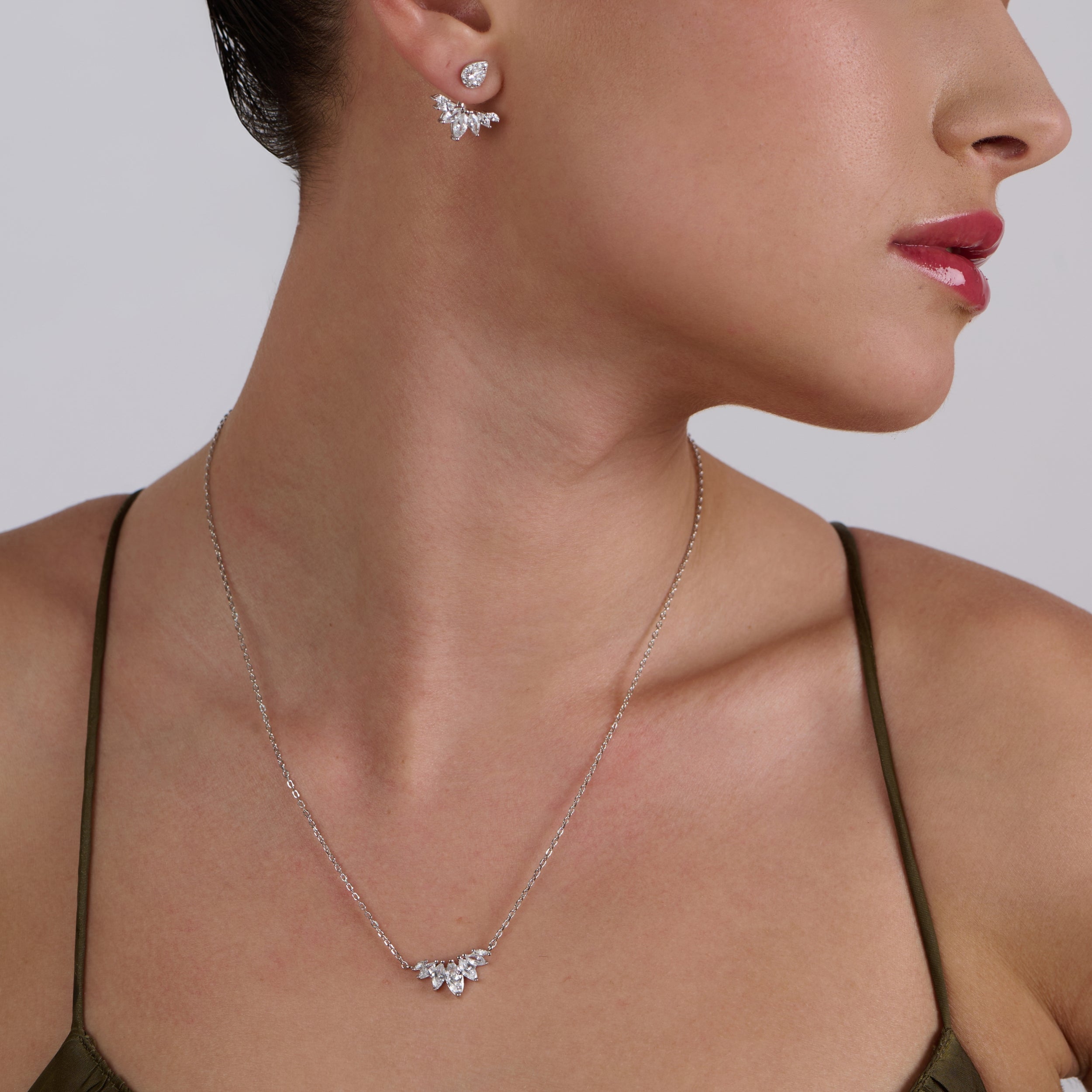 Lotus Necklace And Earrings Set