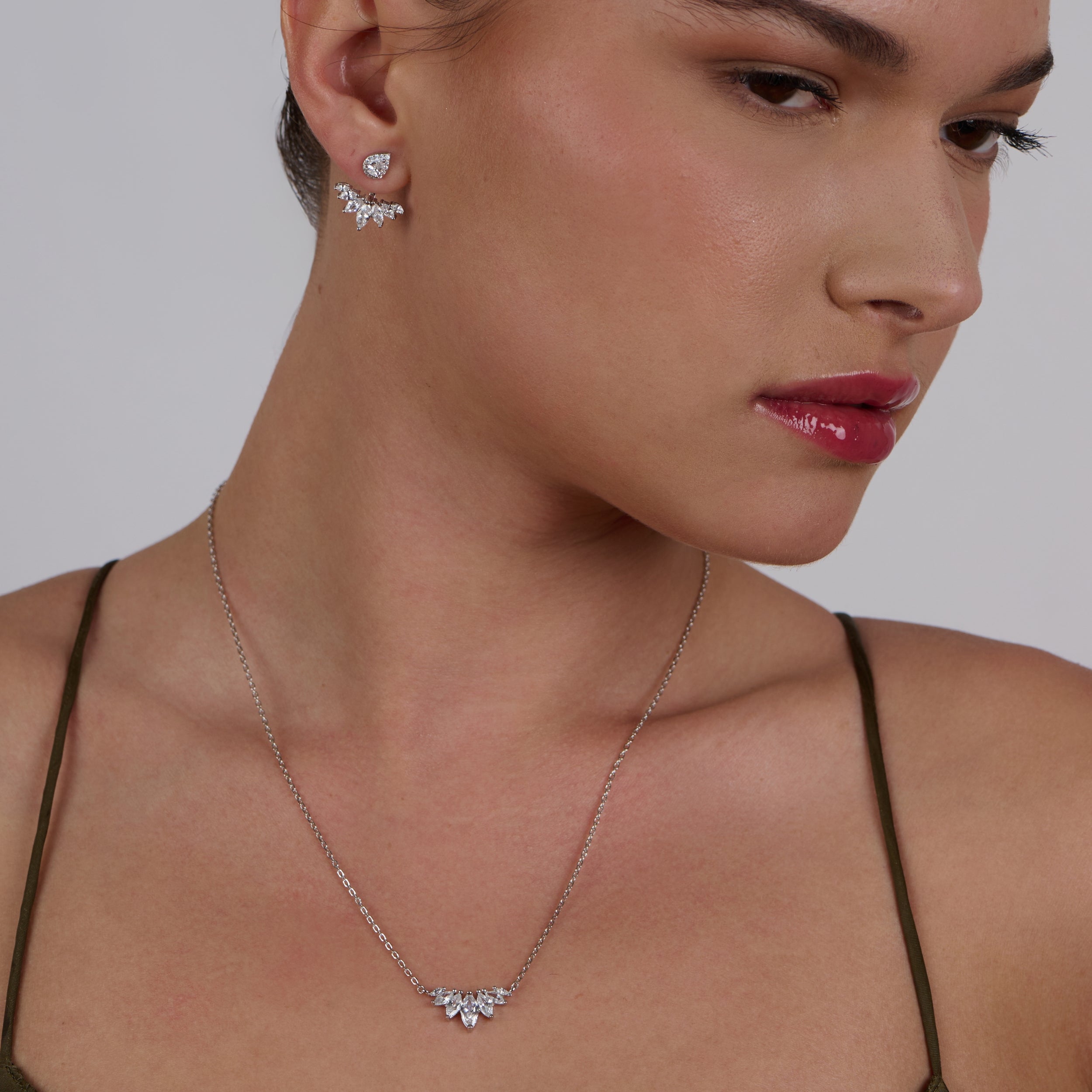 Lotus Necklace And Earrings Set