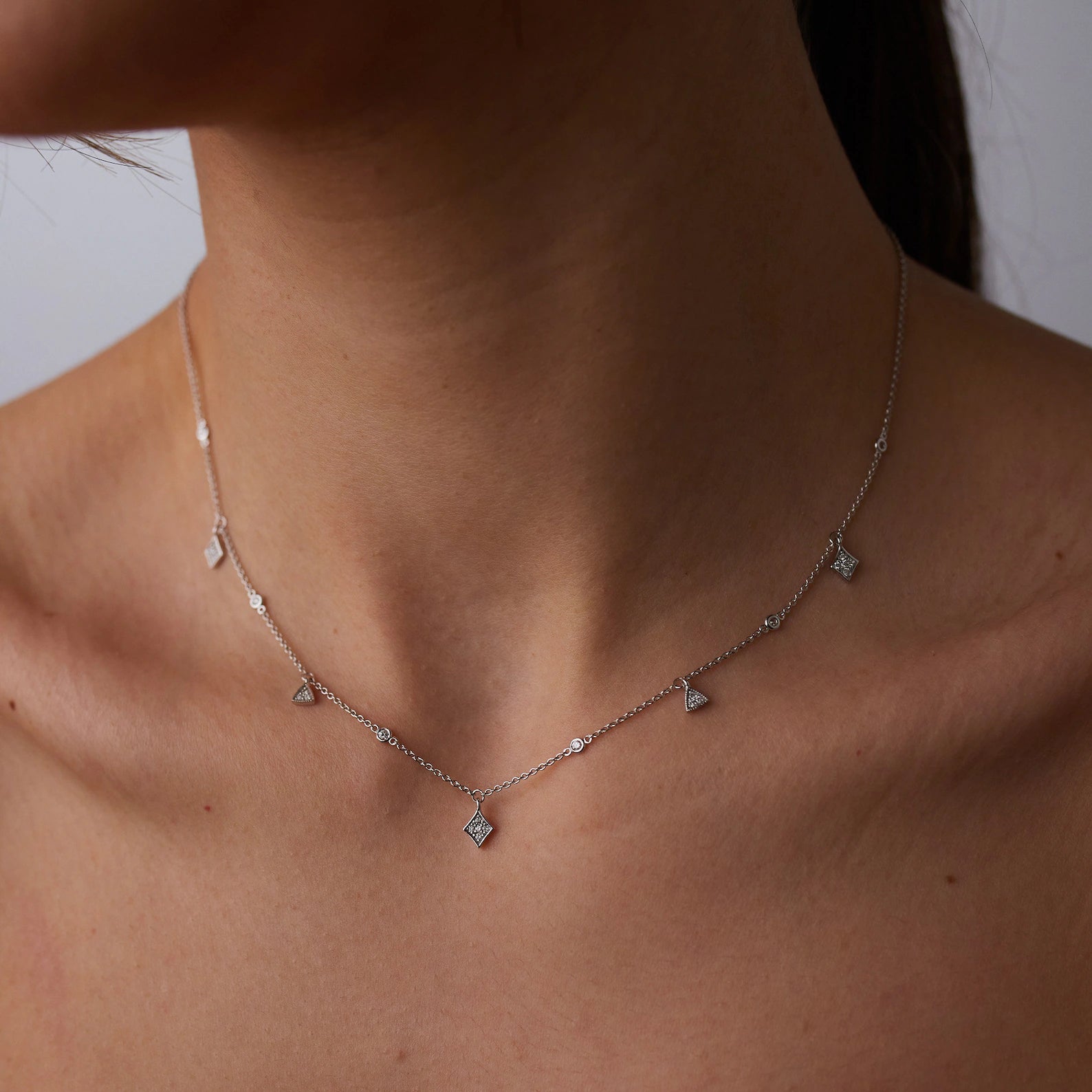 Lucky Charmed Zircon Necklace - ARTSY SILVER