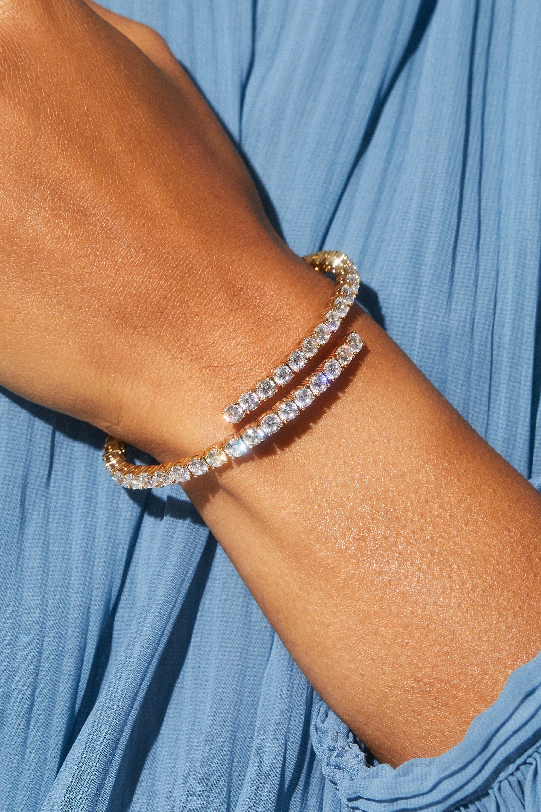 Adjustable 4mm Tennis Bangle - ARTSY SILVER