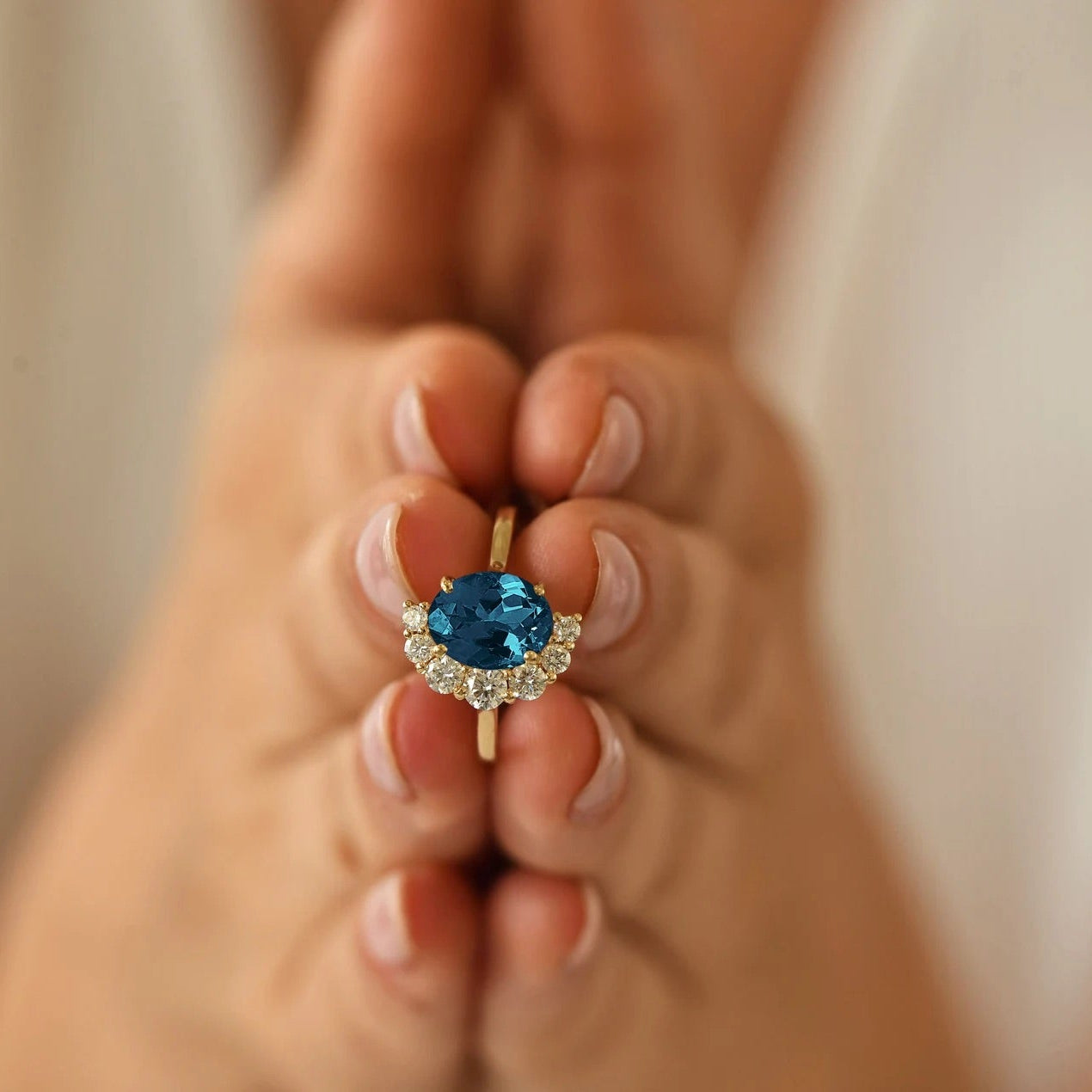 Moonlight Oval London Blue Topaz Ring - ARTSY SILVER