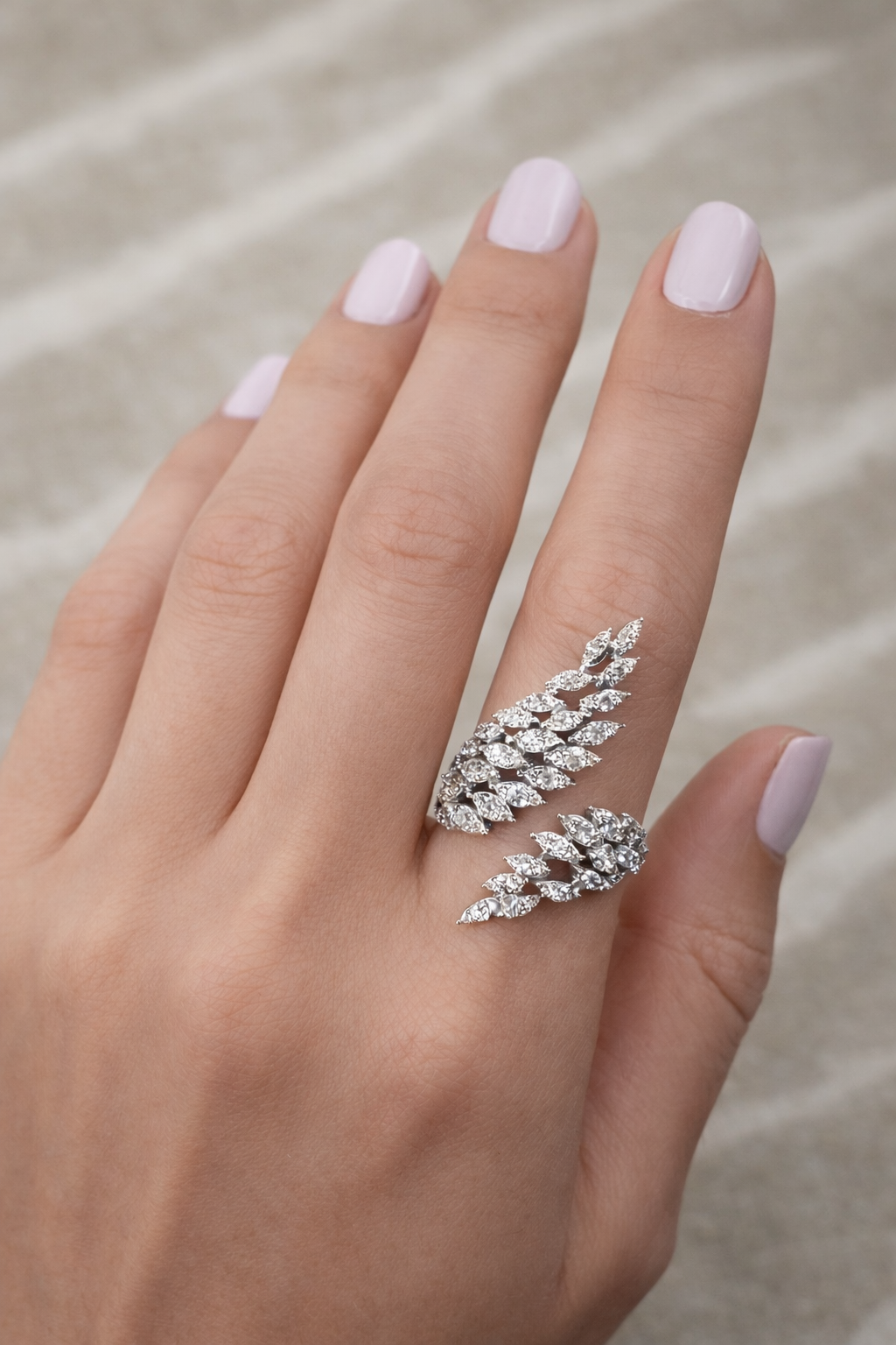 Angel Blooming Wrap Zircon Ring - ARTSY SILVER