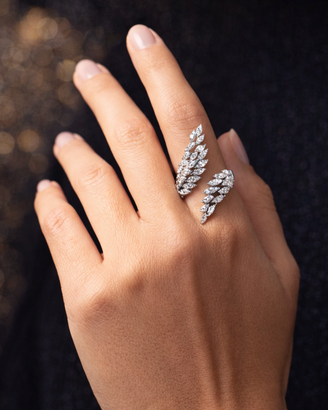 Angel Blooming Wrap Zircon Ring - ARTSY SILVER