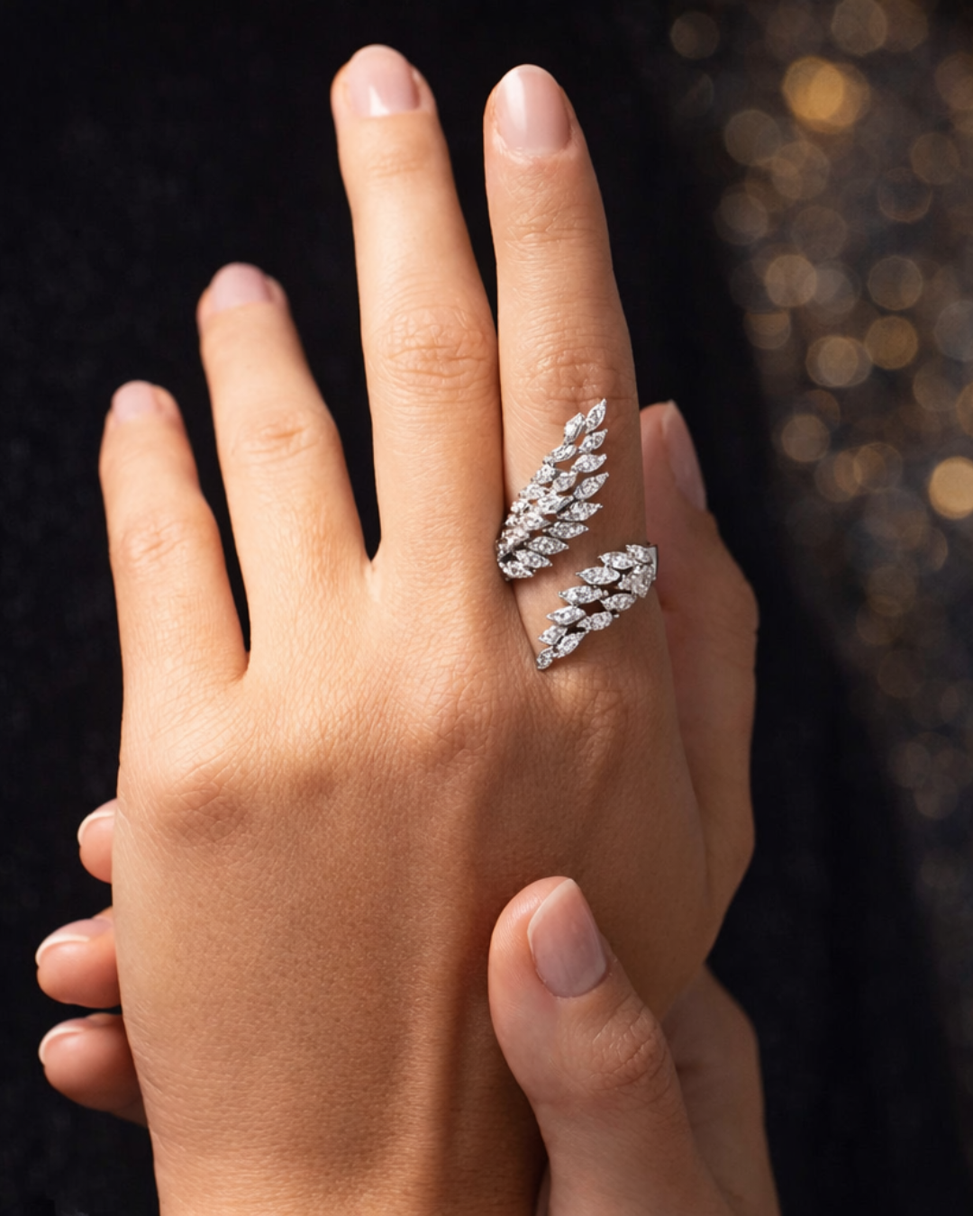 Angel Blooming Wrap Zircon Ring - ARTSY SILVER