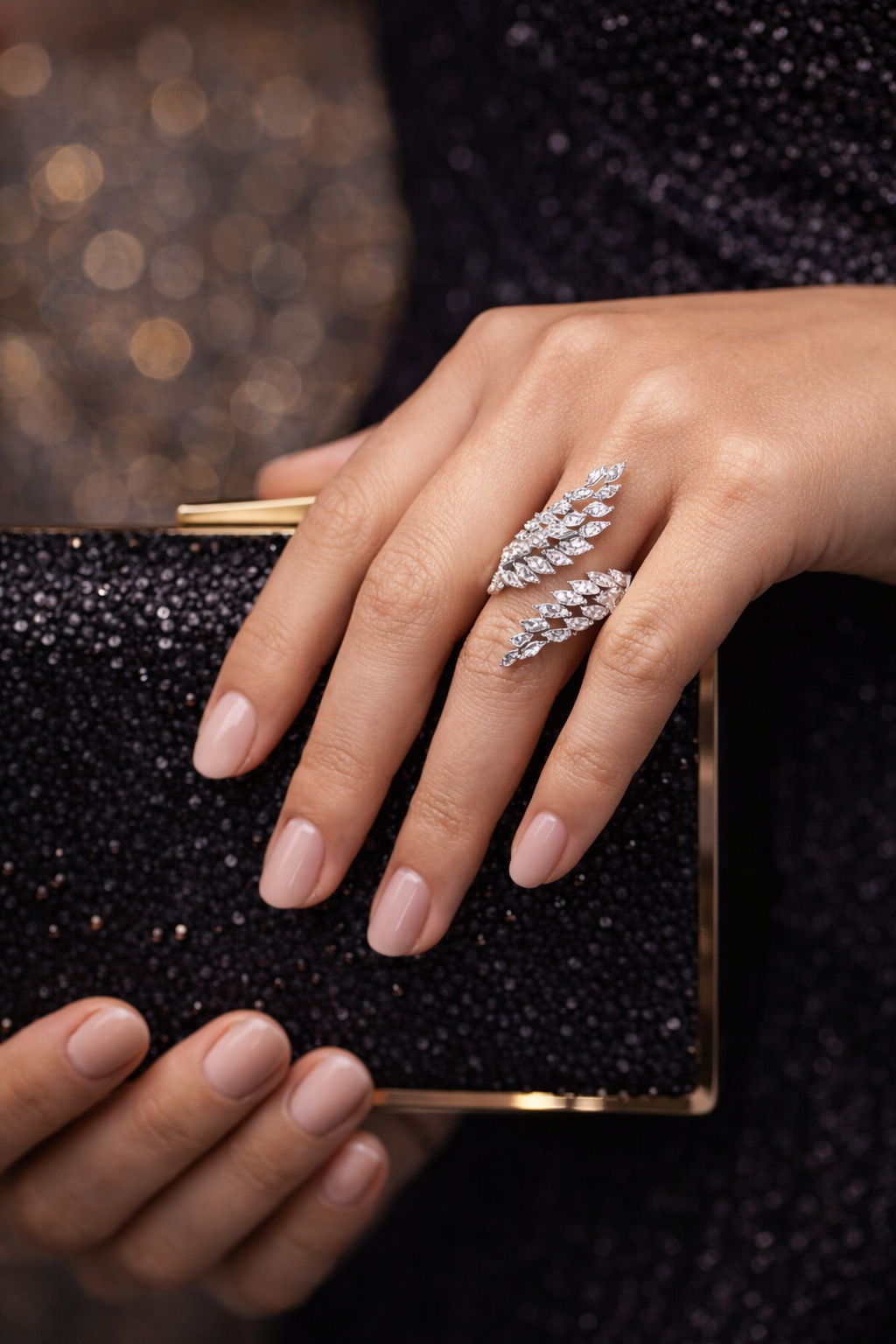 Angel Blooming Wrap Zircon Ring - ARTSY SILVER