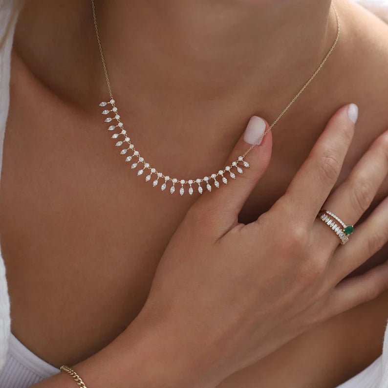 Queen’s Radiance Marquise Zircon Necklace - ARTSY SILVER