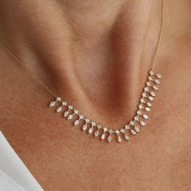 Queen’s Radiance Marquise Zircon Necklace - ARTSY SILVER