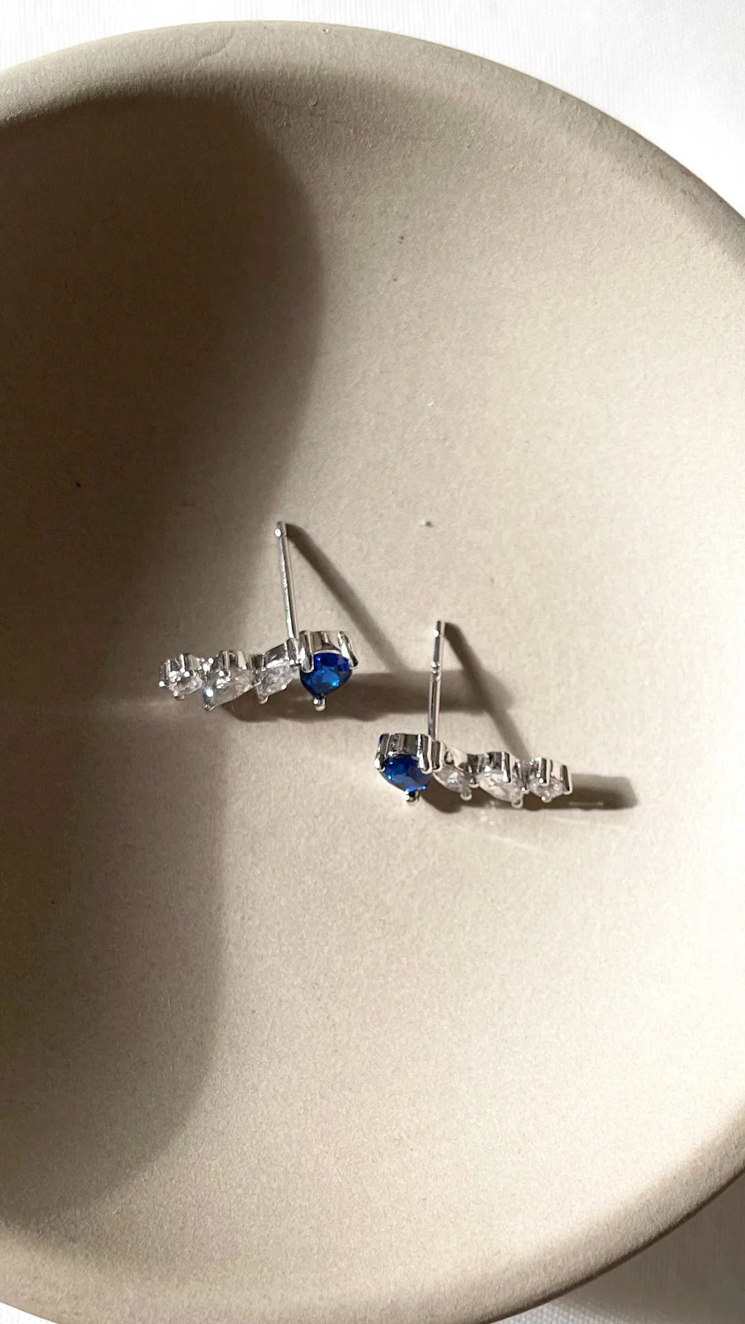 MARQUISE BLUE SAPPHIRE AND ZIRCON  EARRINGS