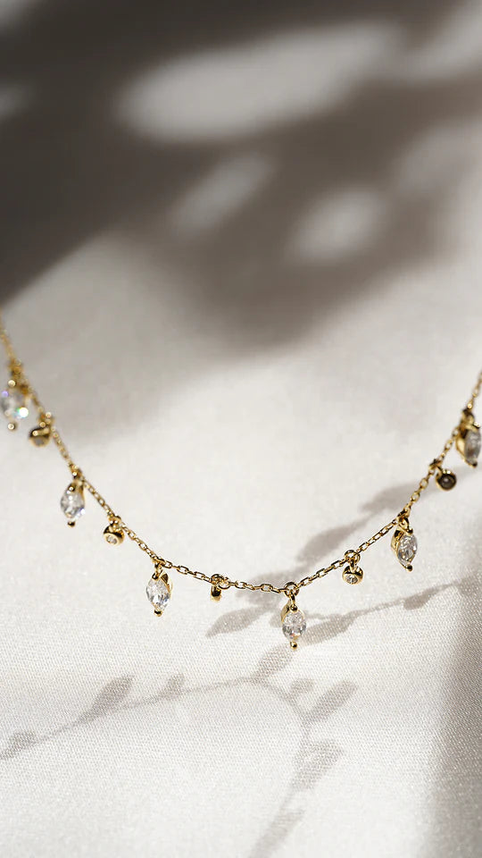 Marquise And Round Stones Adjustable Necklace