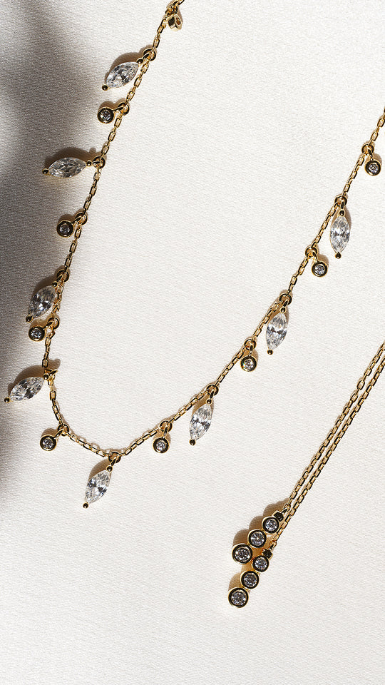 Marquise And Round Stones Adjustable Necklace