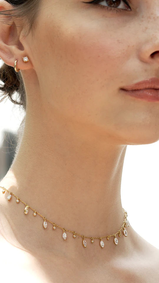 Marquise And Round Stones Adjustable Necklace
