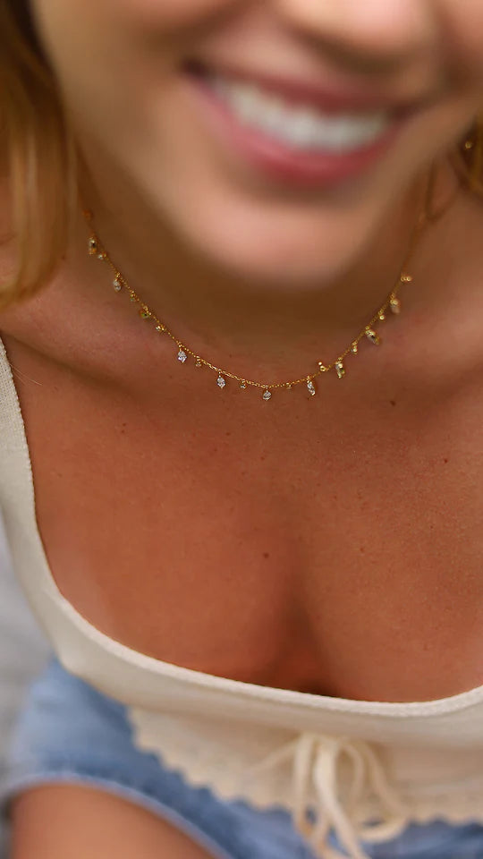 Marquise And Round Stones Adjustable Necklace