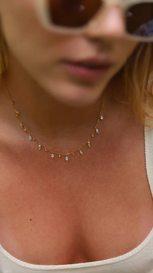 Marquise And Round Stones Adjustable Necklace