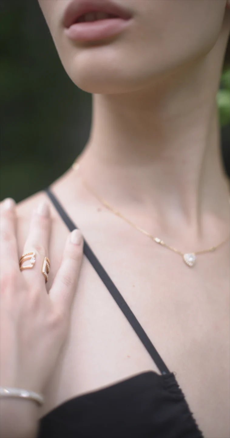 Marquise Cut Zircon Open Ring - ARTSY SILVER