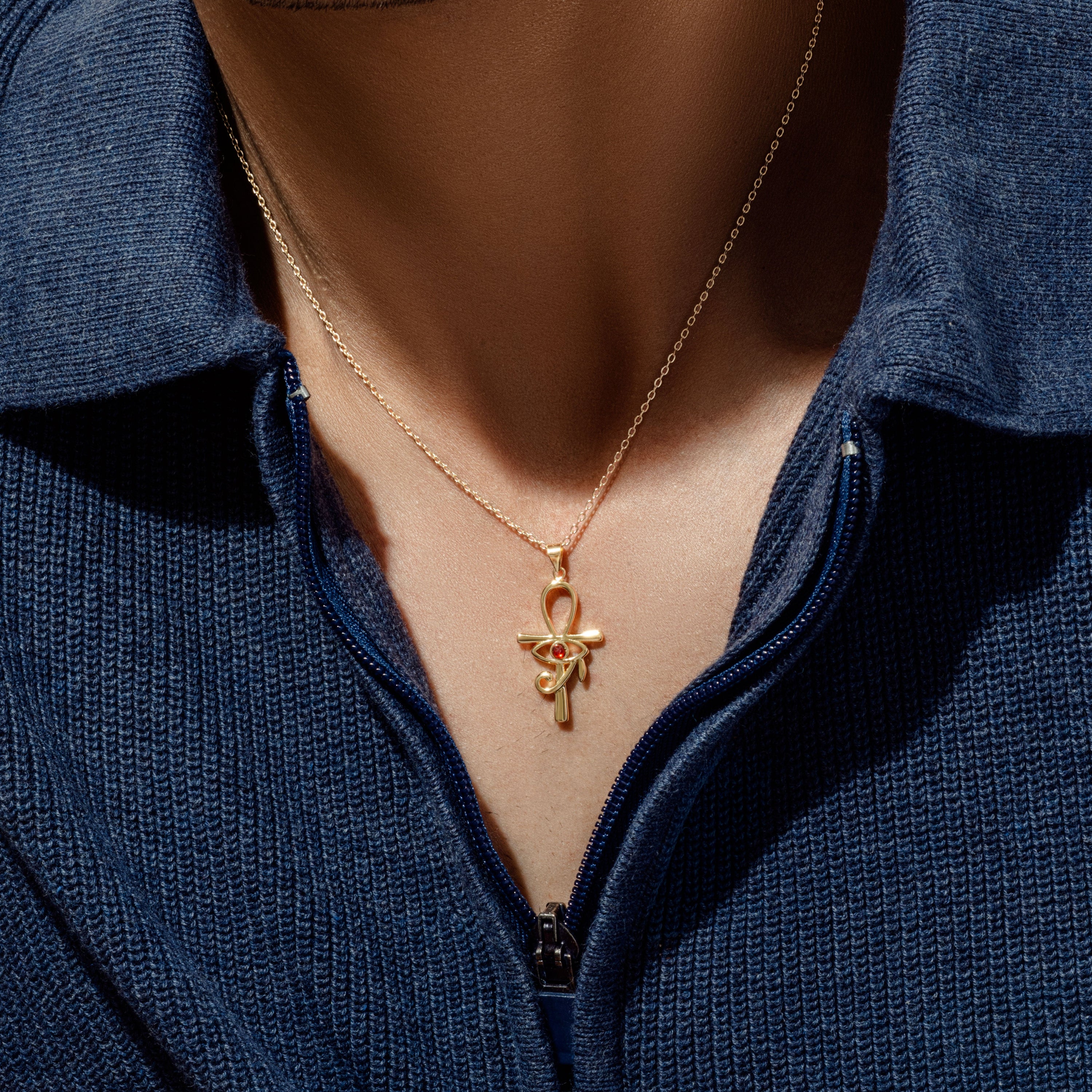 Modern Twist Ankh Men Necklace - ARTSY SILVER