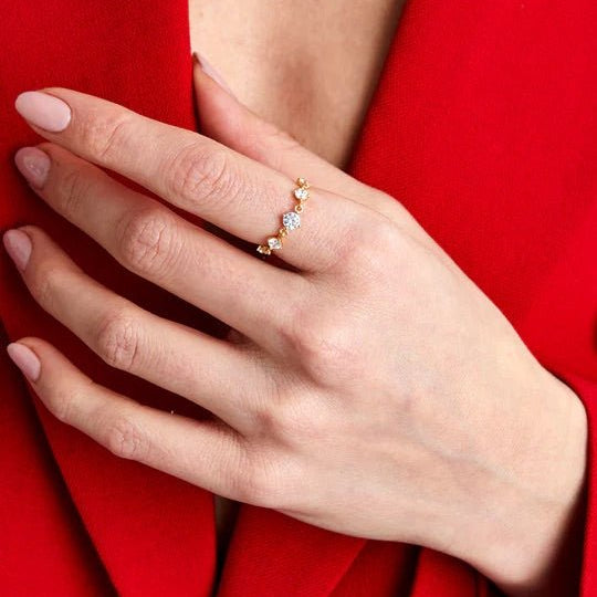 Multi Zircon Chain Ring - ARTSY SILVER