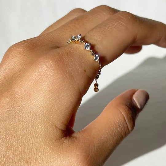 Multi Zircon Chain Ring - ARTSY SILVER