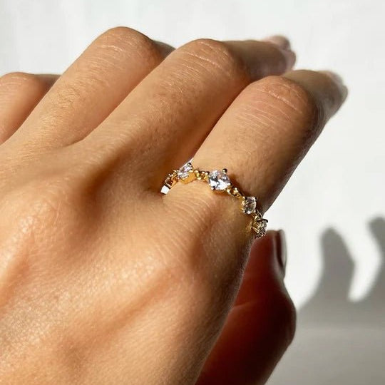 Multi Zircon Chain Ring - ARTSY SILVER