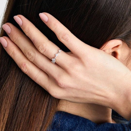 Multi Zircon Chain Ring Silver - ARTSY SILVER