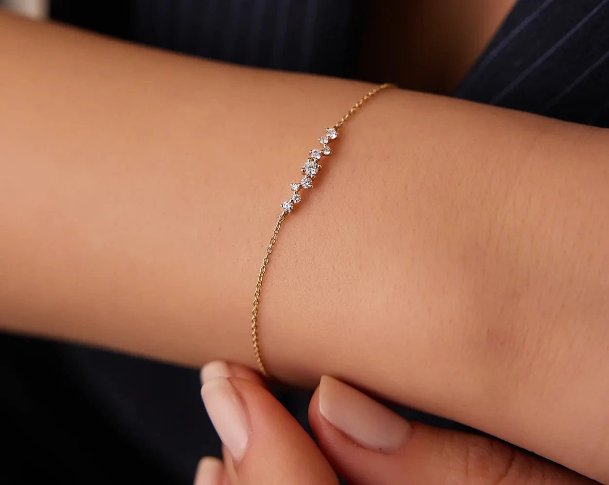 Multi Zircon Stones Gold Plated Bracelet - ARTSY SILVER