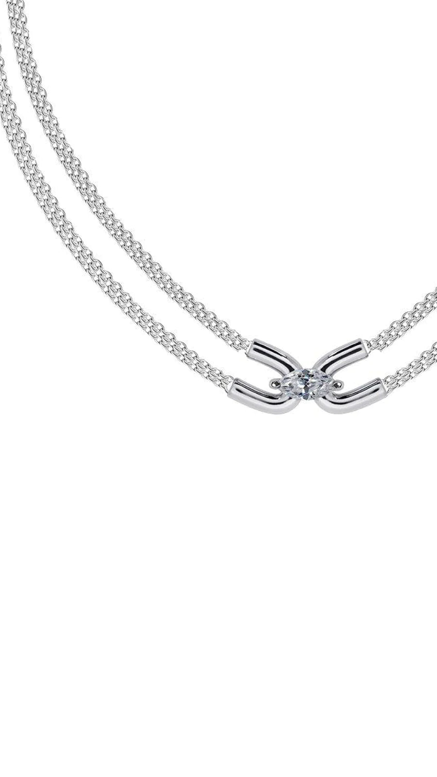 Multi Chain Adjustable Silver Necklace