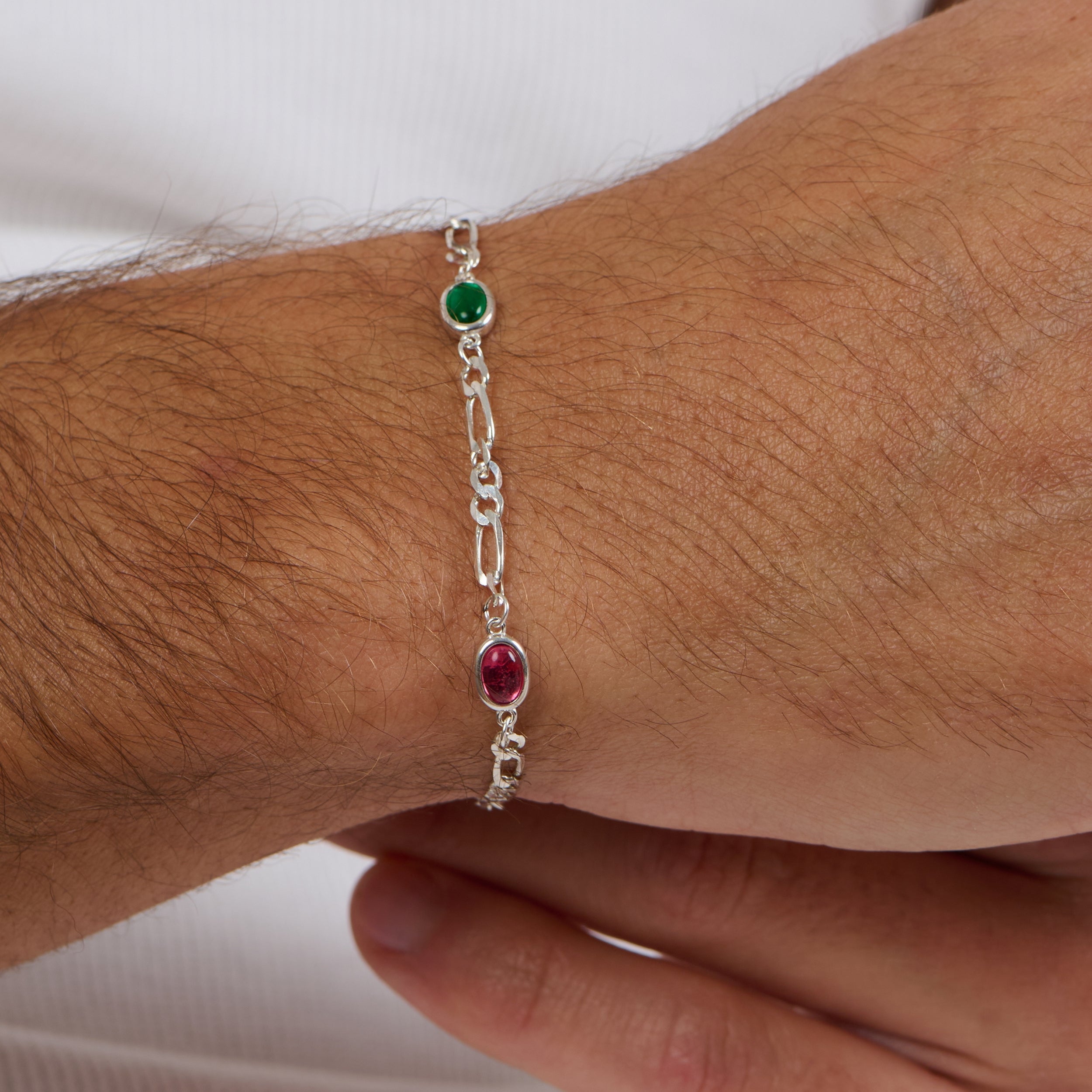 Multi Stone Figaro Men’s Bracelet