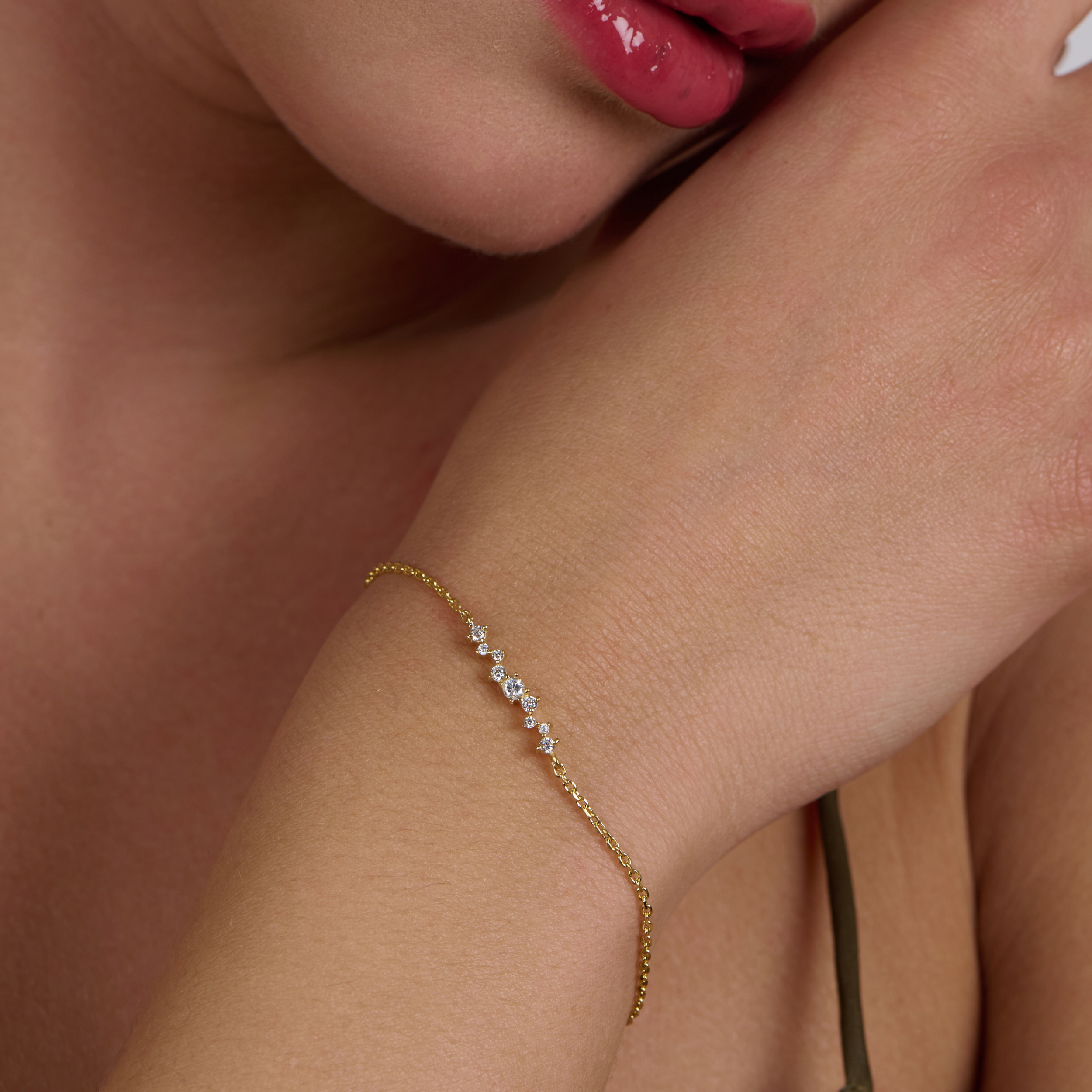 Multi Zircon Stones Gold Plated Bracelet