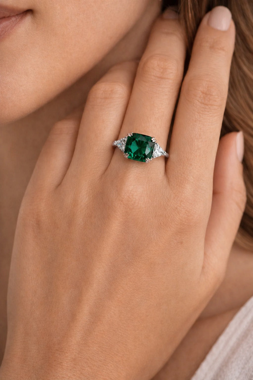 Emerald Ring Woman's Silver _ ARSTY SILVER 