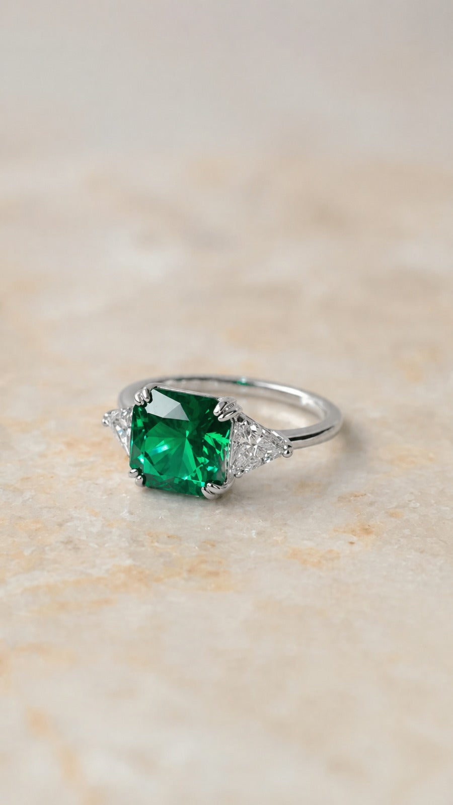 Emerald Ring Woman's Silver _ ARSTY SILVER 