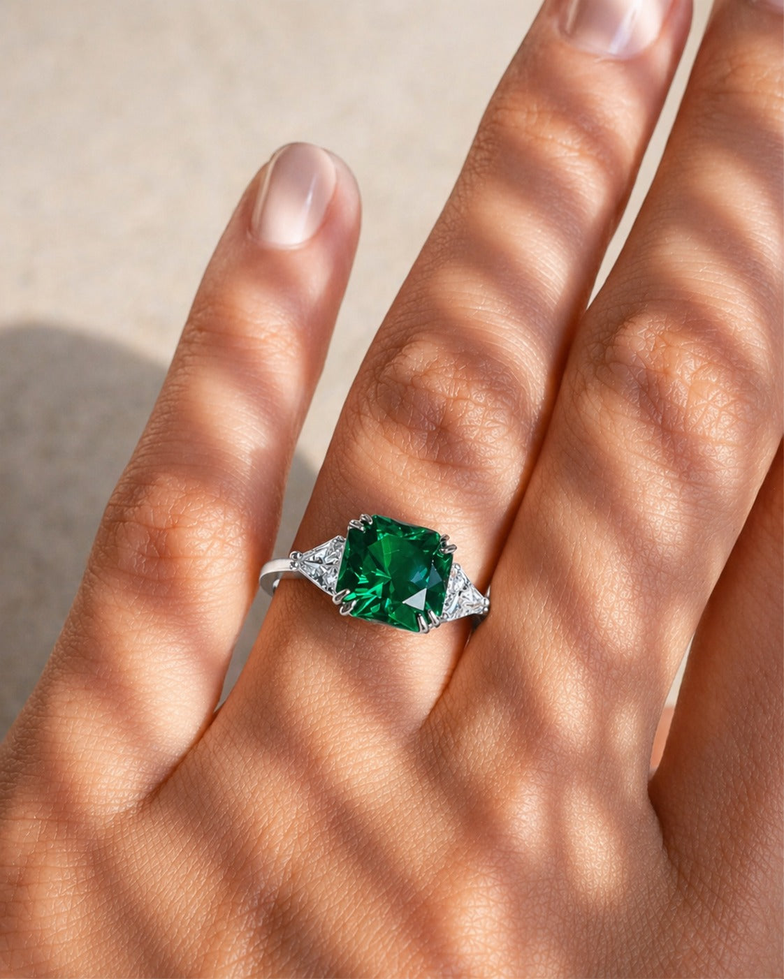 Emerald Ring Woman's Silver _ ARSTY SILVER 