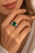 Emerald Ring Woman's Silver _ ARSTY SILVER 