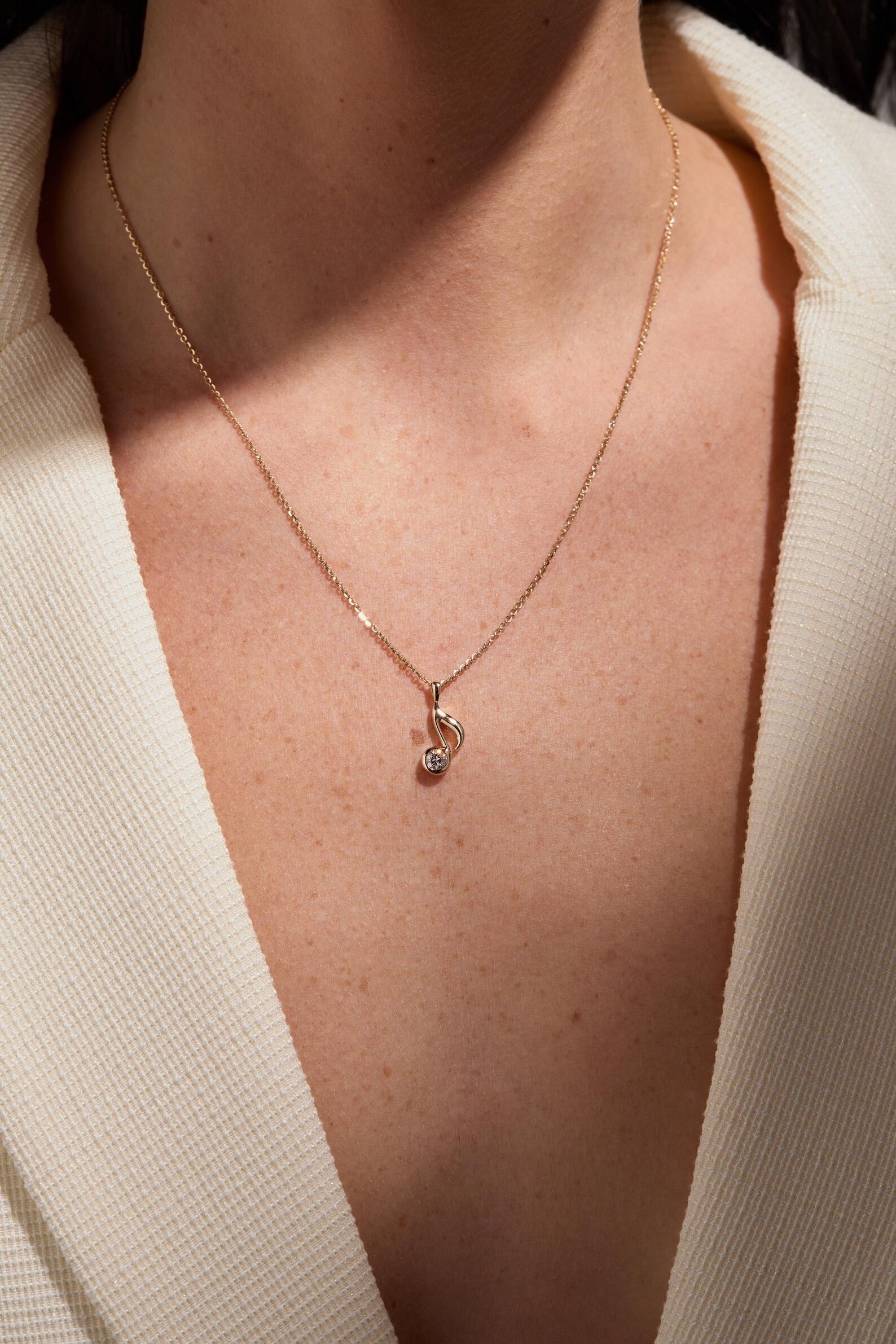 Musical Note Zircon Necklace - ARTSY SILVER