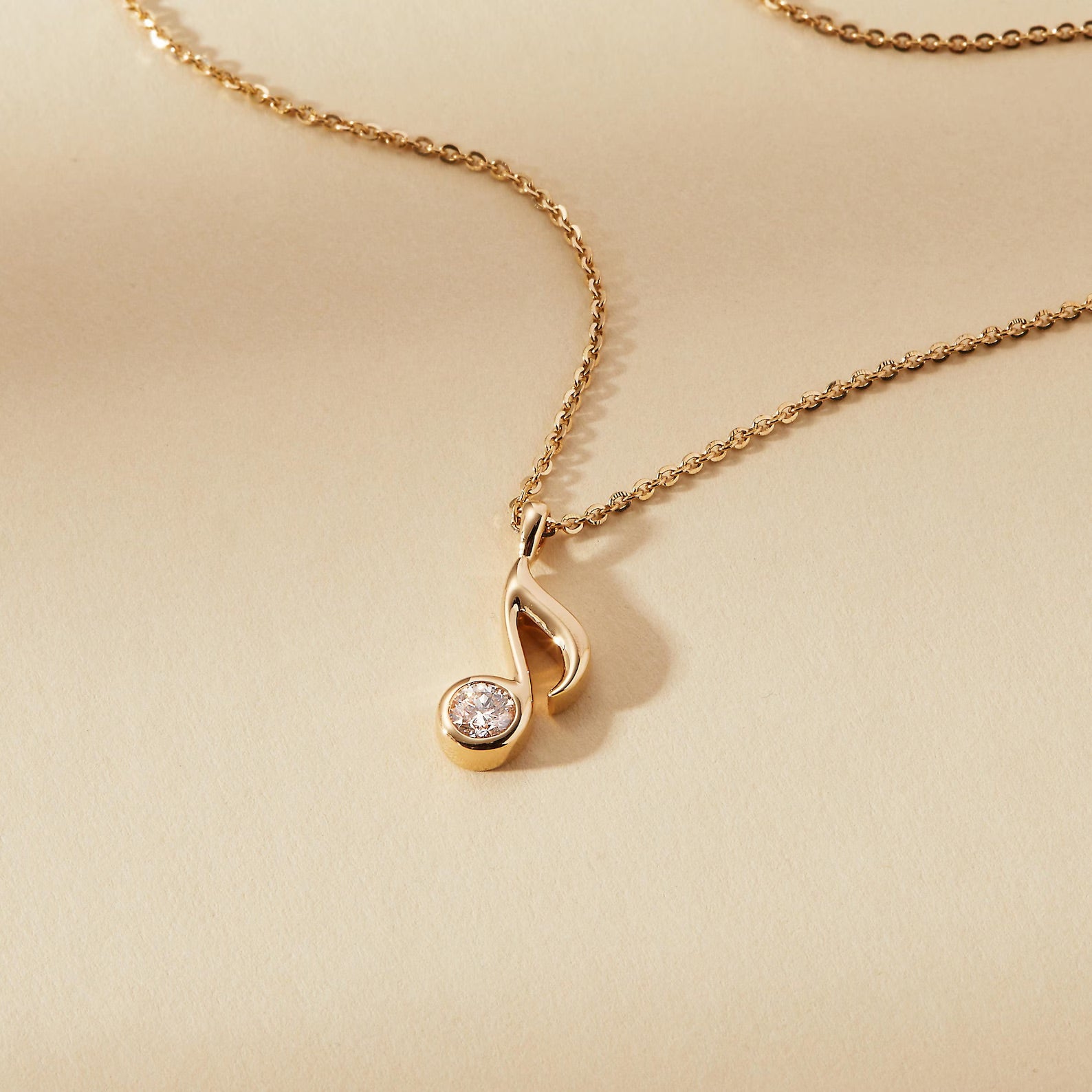 Musical Note Zircon Necklace - ARTSY SILVER