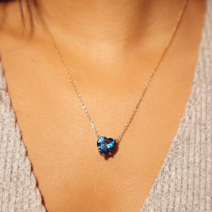 Adore You Aquamarine Necklace - ARTSY SILVER