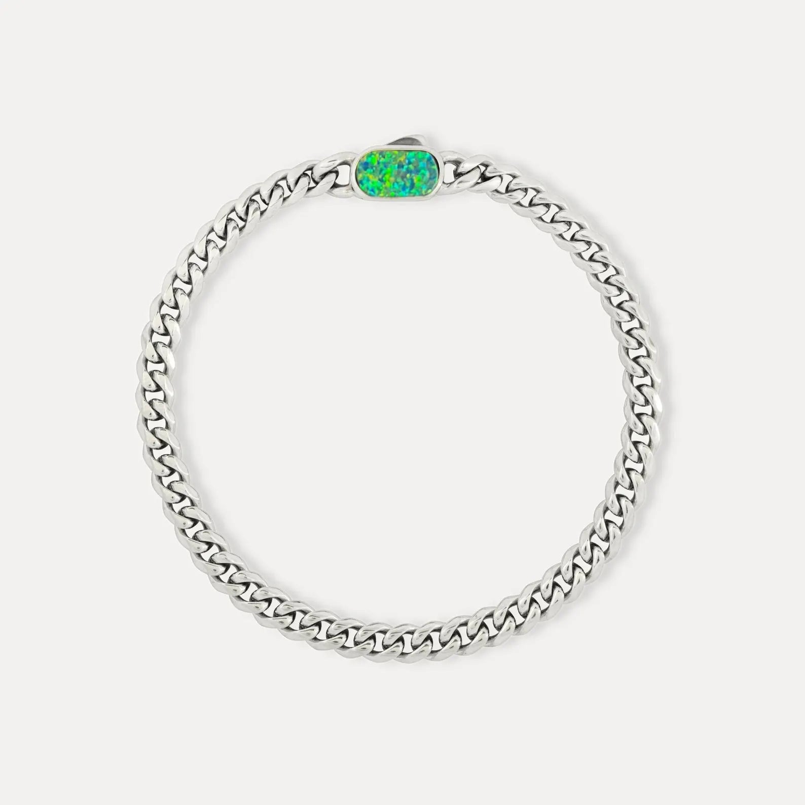 Opal Silver Men Bracelet