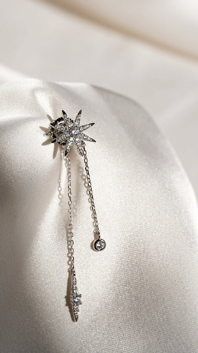 Woman's Star Earrings white zircon - ARTSY SILVER