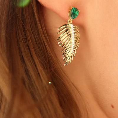 Palma Emerald Stone Earrings - ARTSY SILVER