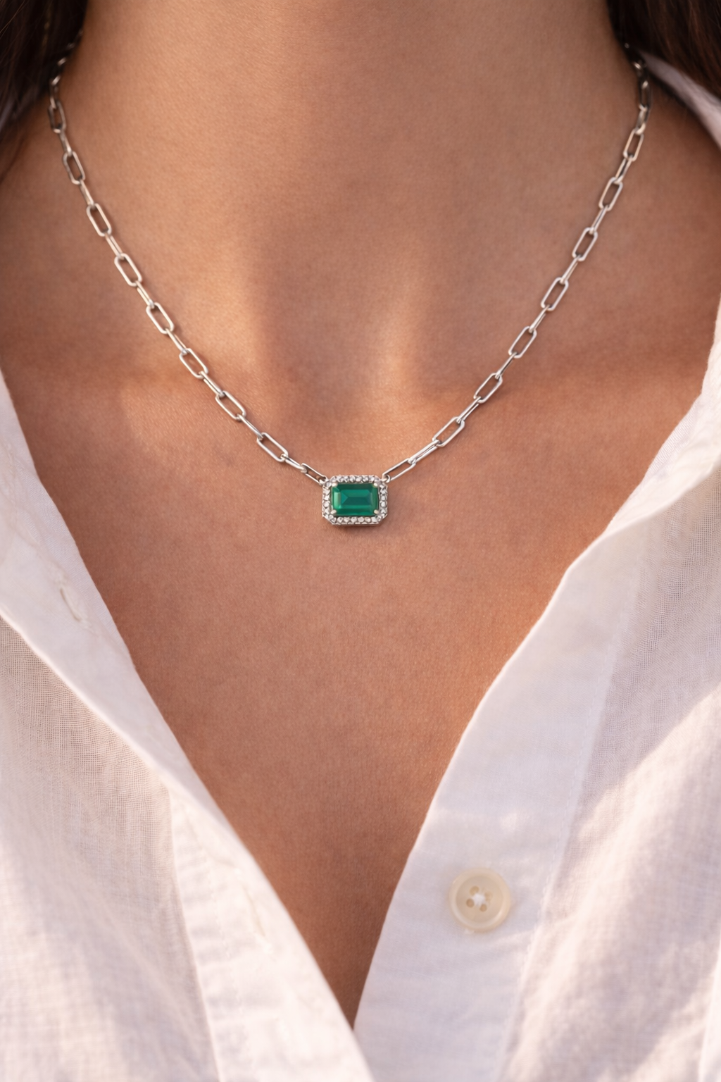 Paperclip Emerald Necklace