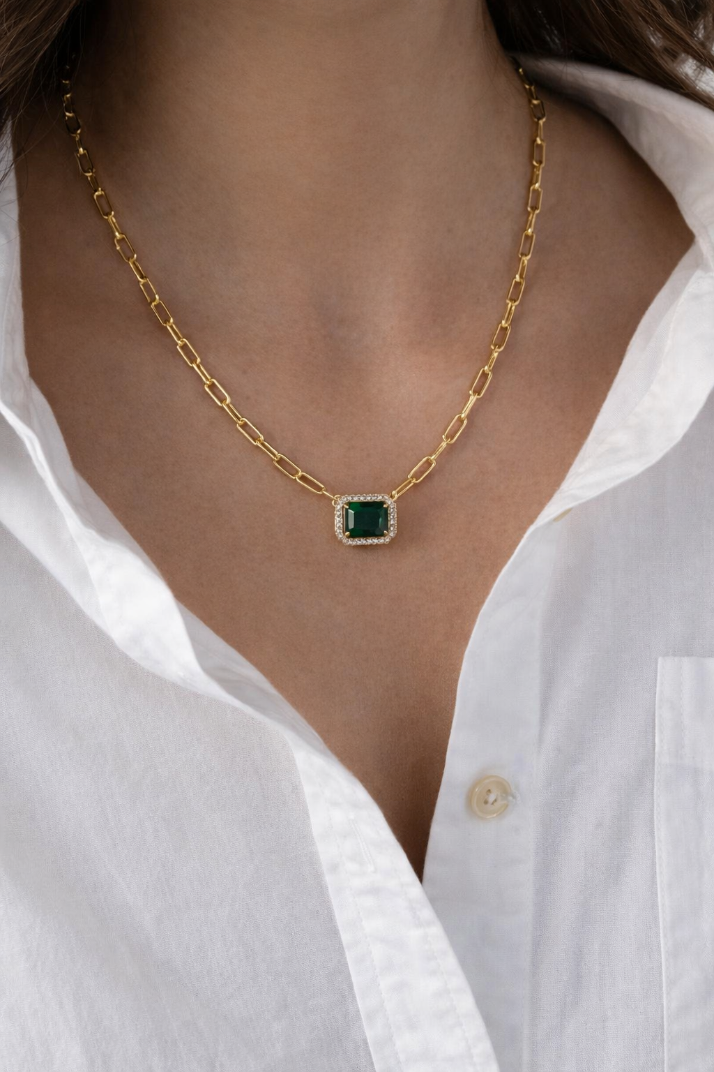 Paperclip Emerald Necklace