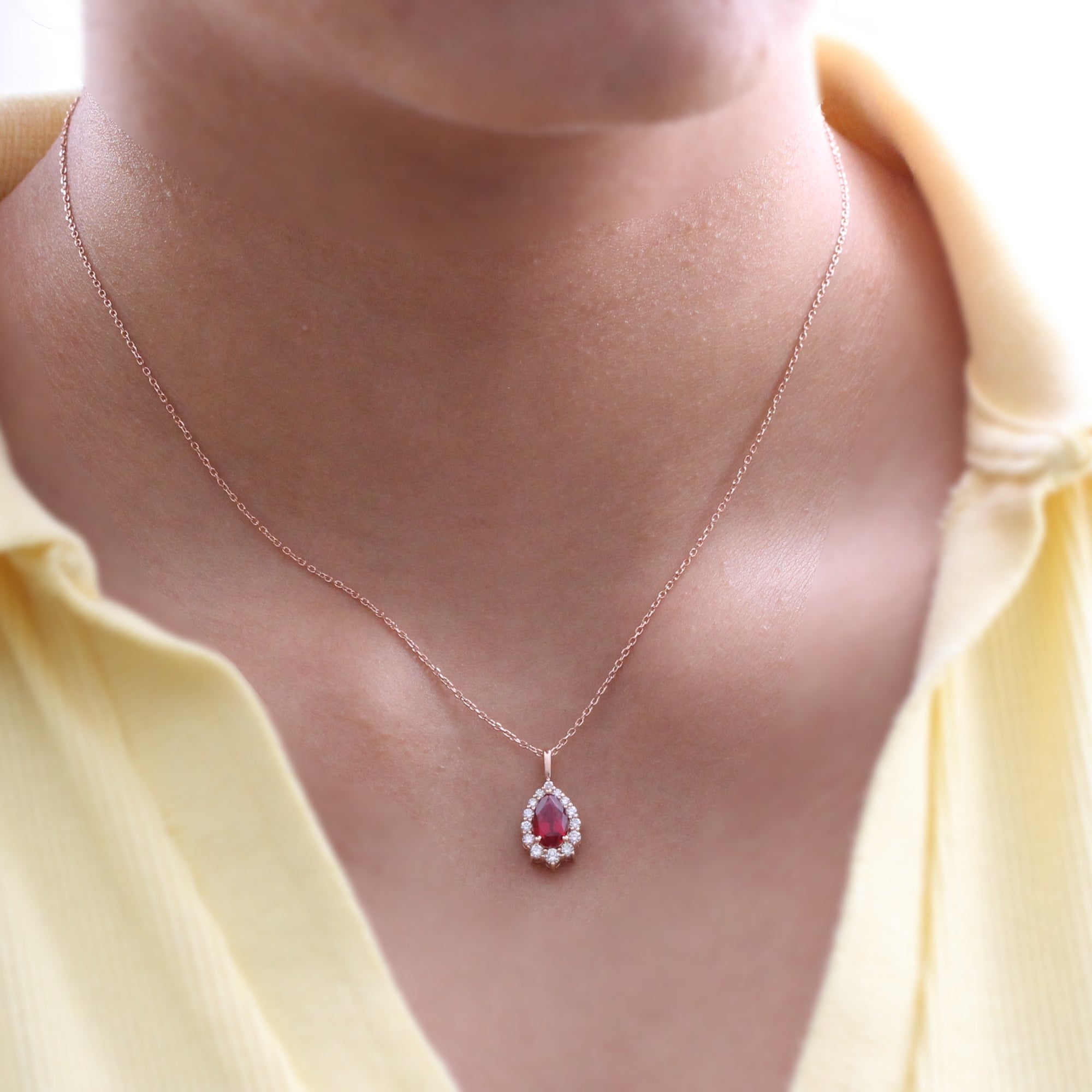 Pear Cut Ruby Stone Necklace