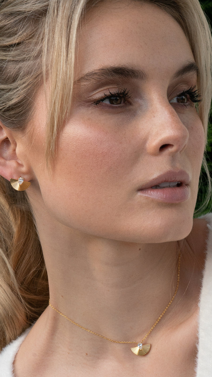 Pear Cut Zircon Stone Necklace & Earrings Set