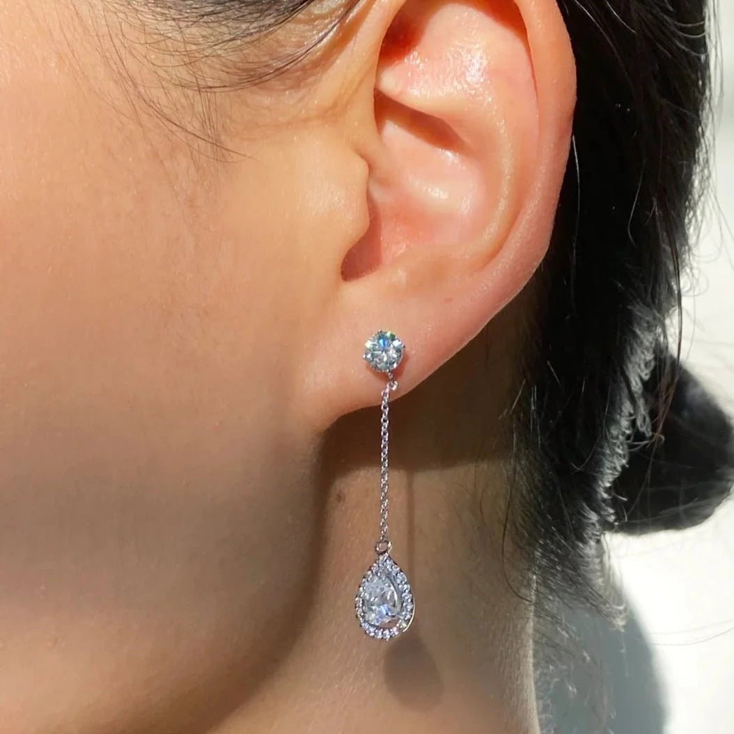 Pear Borderset Drop Earrings - ARTSY SILVER