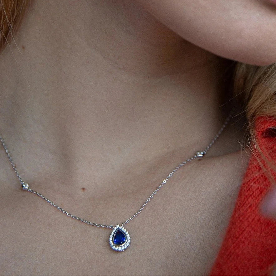Lady Diana Blue Sapphire Necklace - ARTSY SILVER