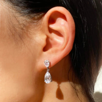 Shiny Zircon Stone Necklace & Earrings Set - ARTSY SILVER