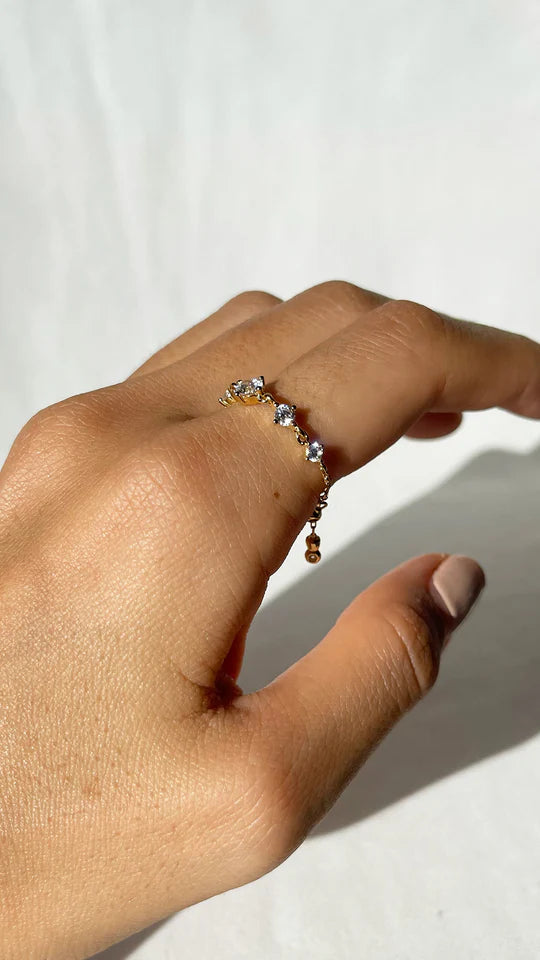 خاتم سلسلة الزركون متعدد الفضة