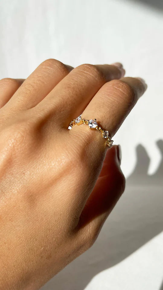 خاتم سلسلة الزركون متعدد الفضة