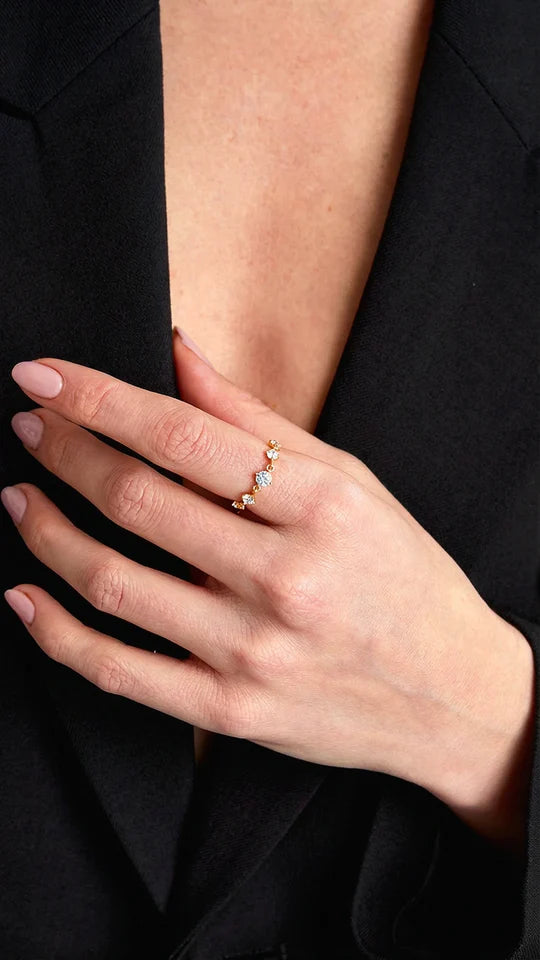 خاتم سلسلة الزركون متعدد الفضة